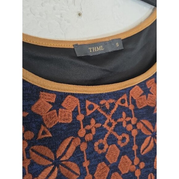 Anthropologie Small THML Embroidered Boho Multicolor Chevron Aztec Western - Picture 2 of 5